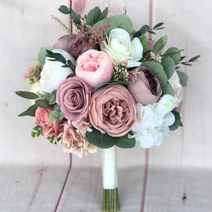 Wedding bouquet, Dusty Rose Bridal bouquet, Mauve Wedding bouquet, Peony bouquet, Mauve/Dusty Rose Wedding flowers, Silk Bridal bouquet