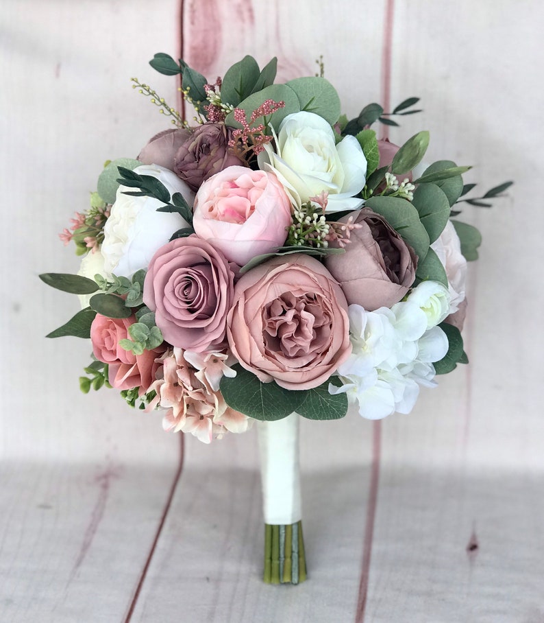 Wedding Bouquet Dusty Rose Bridal Bouquet Mauve Wedding Etsy