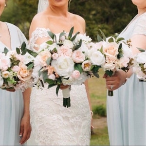 Wedding bouquet, Bridal bouquet, Blush wedding flowers, Silk wedding flowers, Boho bouquet, Blush bouquet, Blush Bridesmaid bouquets