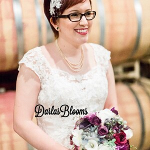 Wedding Bouquet, Plum Purple Bridal Bouquet, Purple Wedding Flowers, Vintage Wedding, Silk Wedding Flowers, Roses & Hydrangea Bouquet,