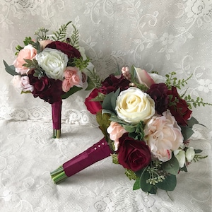 Wedding bouquet,Burgundy Wine Bridal bouquet,Blush Bouquet,Silk Wedding Flowers,Burgundy and Blush Bouquet,Dusty Pink Bouquet,