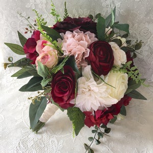 Wedding bouquet,Burgundy Blush Bridal bouquet,Silk Wedding flowers,burgundy bouquet,Wedding accessory,Blush wedding flowers,Burgundy bouquet image 2