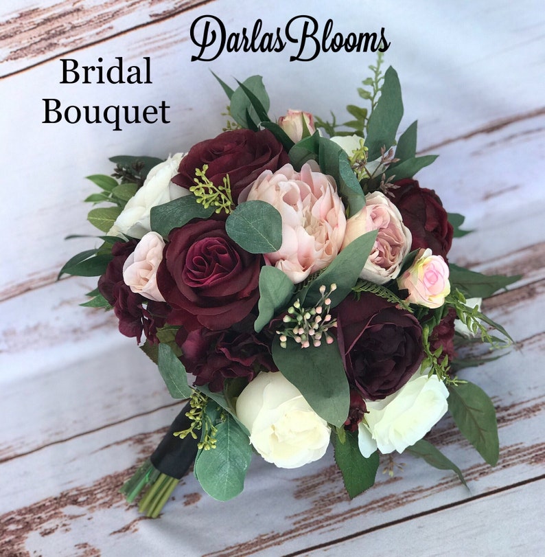 Wedding bouquet, Wine Blush Plum bouquet, Bridal bouquet, Silk Floral bouquet, Wine bouquet, Faux bouquet, Burgundy bouquet, Wedding flowers image 4