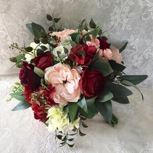 Wedding bouquet,Burgundy Blush Bridal bouquet,Silk Wedding flowers,burgundy bouquet,Wedding accessory,Blush wedding flowers,Burgundy bouquet image 3