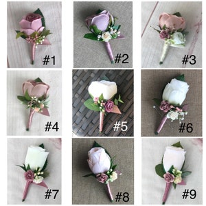 Wedding boutonnière buttonhole, mauve dusty pink boutonnière, prom flower, groom silk flower, artificial boutonnière, groomsmen boutonnière