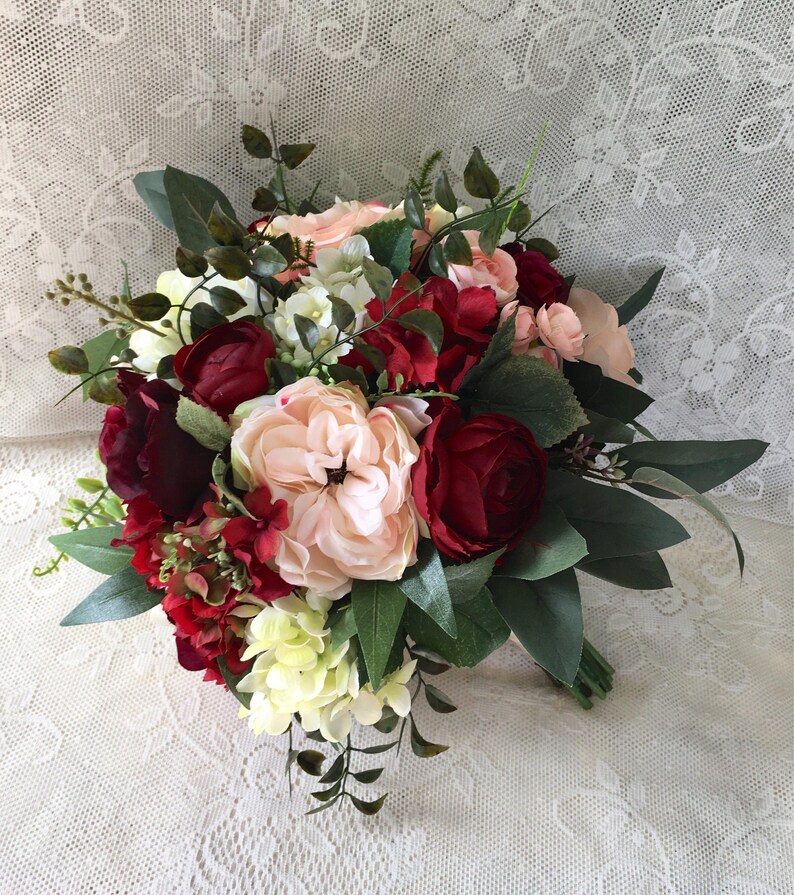 Wedding bouquet,Burgundy Blush Bridal bouquet,Silk Wedding flowers,burgundy bouquet,Wedding accessory,Blush wedding flowers,Burgundy bouquet image 3