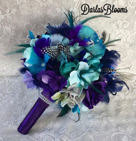 Peacock Colored Wedding Bouquets