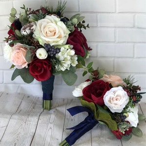 Wedding bouquet,Bridal bouquet,Burgundy & Navy bouquet,Burgundy Wedding Flowers, Navy Blue and blush bouquet, Burgundy, Blush,Navy bouquet
