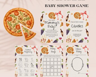 Editable Pizza Baby Shower Game Bundle Slice Slice Baby Shower Activities Italian Pizza Theme Baby Shower Games Gender Neutral DIGITAL B03