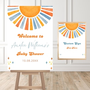 Here Comes The Son Baby Shower Welcome Sign, Sunshine Baby Shower Bundle. Boy Sonshine Baby Shower, Boho Sunshine Shower, Digital SUN1