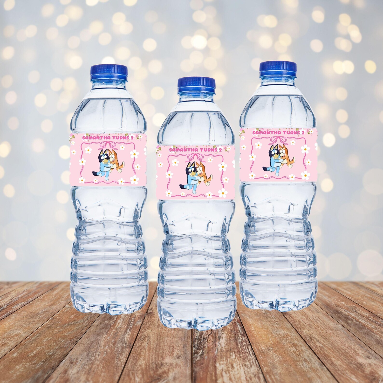 Bluey Bottle Wrapper Girl Bluey and Bingo Water Bottle Label Blue Dog ...