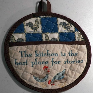Round Pot Holder Hot pad  all done In-theHoop Machine Embroidery Designs & complete in the hoop Directions/Bias Binding Directions BestStor
