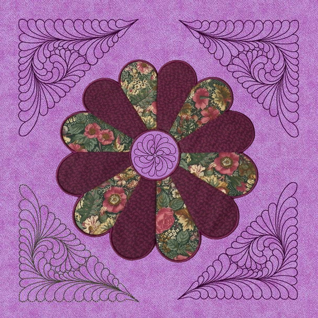 【U LAN】Diart Embroidery Over Hood NEW Dresden Plate Quilt Block Machine Embroidery Quilt Block