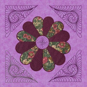 NEW Dresden Plate Quilt Block Machine Embroidery Quilt Block In-the-Hoop Flip and Sew Applique 5x7 inch 130mm x 180mm