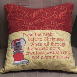 Christmas Reading Pillow Award Winning Design  In-the-Hoop Twas the night before Christmas Reading Pillow Machine Embroidery