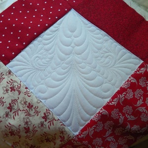 Machine Embroidery Quilting Design Quilt Block Quilt as You Go Block Single design 6.25 by 6.28 inches Quilting Feather Quilt Block