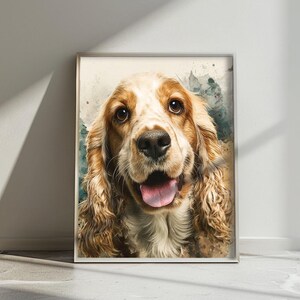 Cocker Spaniel Aquarell Wandkunst | Digitales Hunde Poster Home Decor