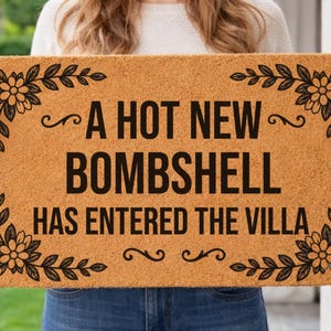 A Hot New Bombshell Doormat Funny Reality TV Welcome Mat Trendy Housewarming Gift Pop Culture Front Porch Decor