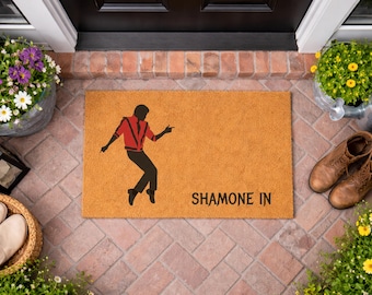 Shamone in deurmat – grappige op Michael Jackson geïnspireerde welkomstmat | Decor veranda popcultuur | Uniek cadeau voor muziekliefhebbers