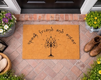 Speak Friend Enter Doormat, Elvish Tree Entrance Mat, Nerdy Home Decor