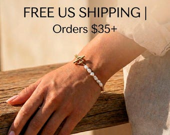 Pulsera de acero inoxidable dorado con media cadena y media perla, regalo que no se deslustra