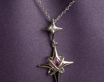 Collar de acero inoxidable con forma de estrella celestial, joyería ajustable en oro y plata