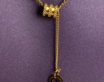 Collar de lazo dorado con números romanos, acero inoxidable, cilindro deslizante, joyería que no se deslustra.