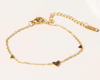 Pulsera de cuentas de doble capa chapada en oro de 18 quilates – Cadena satélite de acero inoxidable que no se deslustra