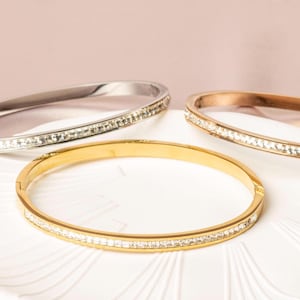 Geometric Flat Top Bangle: 18K Gold, Silver, Rose Gold Stainless Steel Cuff