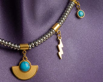 Collar con colgante circular de concha de acero inoxidable dorado que no se deslustra. Regalo de playa.