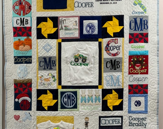 Custom Baby Clothing Memory Quilt - Sentimental Keepsake Memory Quilt from baby or children’s clothes!