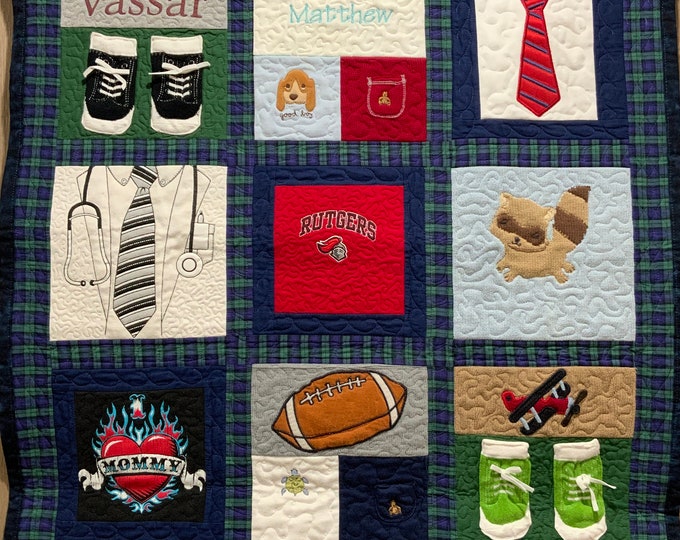 Heirloom Keepsake Quilt made from Kids' Clothing Memories Memory Quilt from baby or children’s clothes! Custom Memory Quilt