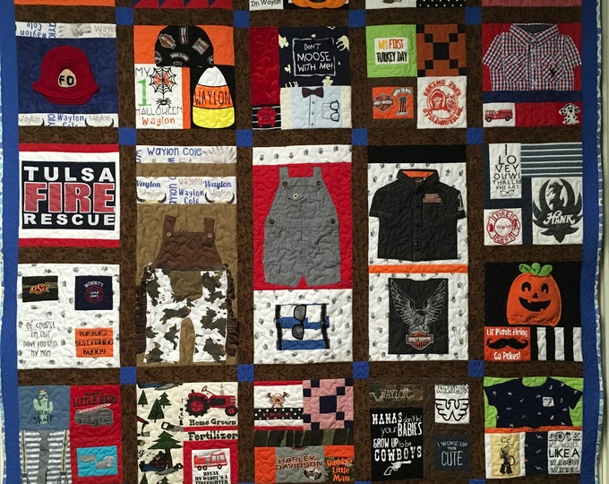 Custom Baby Clothing Memory Quilt - Sentimental Keepsake Memory Quilt from baby or children’s clothes!