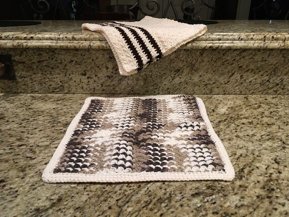 Crochet Dish Drying Mat And Dish Towel Etsy