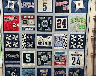Keepsake Memory Quilt from Your Favorite T-Shirts - Handcrafted T-Shirt Blanket Memory Quilts   Each Block Quilted!