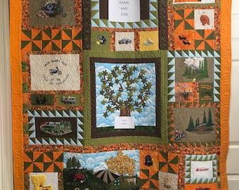 Life Memory Quilts, Quilt of Loved One’s Journey Through Life, Loved One’s Journey