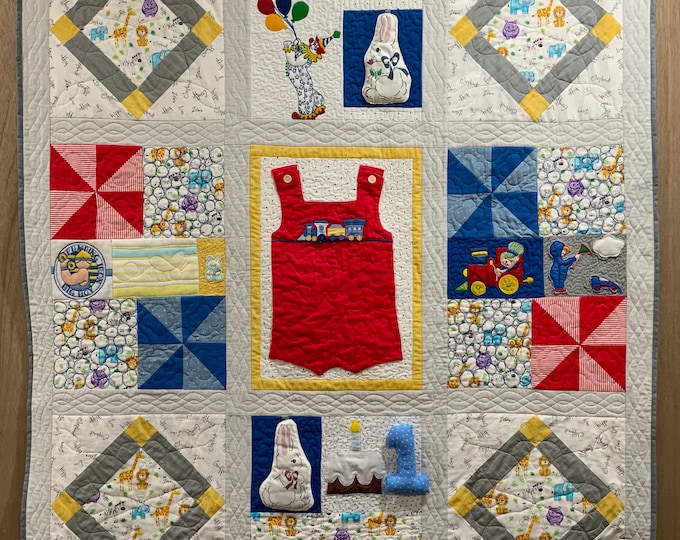 Memory Quilt from baby or children’s clothes, Rainbow Memory Baby Quilt Custom Baby Clothing Memory Quilt - Sentimental Keepsake