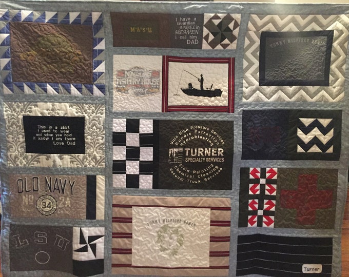 Memory Tshirt Quilts, Memory Quilt of Loved One’s Life, Clothing Memory Quilt