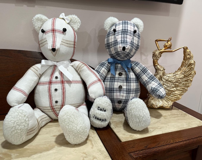 Preserve Your Loved One's Clothing: Handcrafted 18” Memory Bear for a Heartfelt Remembrance Memory Bear Keepsake Bear