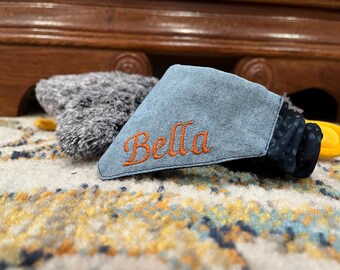 Dog Collar Personalized Dog Bandana Custom Pet Name Handmade in Louisiana Personalized Pet Scrunchie Bandanna  Customized Dog Accessories