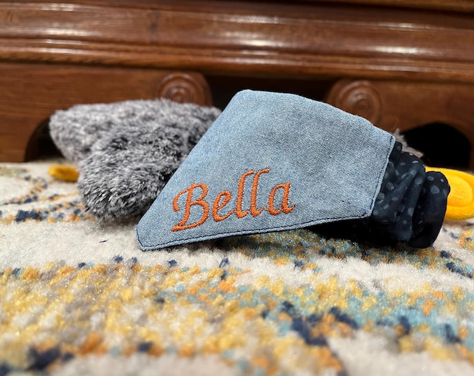 Dog Collar Personalized Dog Bandana Custom Pet Name Handmade in Louisiana Personalized Pet Scrunchie Bandanna  Customized Dog Accessories