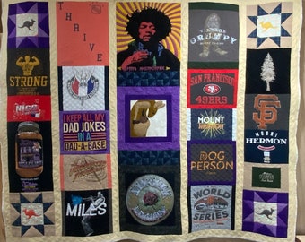 Custom Memory Quilt made from Your T-Shirt Cherished Memories Keepsake Memory T-shirt Quilts, Cherished Memories To Hold And Admirer Forever