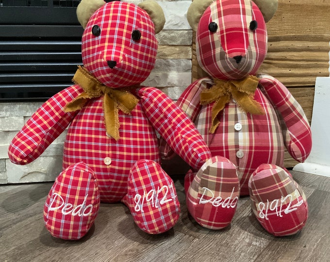 Memory Keepsake Bear, Loved Ones Clothing Bear, Keepsake Bear