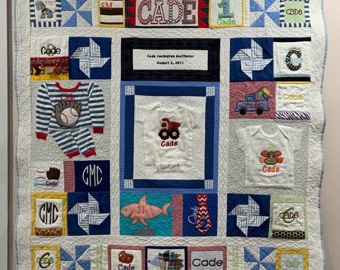 Custom Baby Clothing Memory Quilt - Sentimental Keepsake Memory Quilt from baby or children’s clothes!