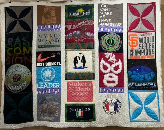 Custom Memory Quilt made from Your T-Shirt Cherished Memories Keepsake Memory T-shirt Quilts, Cherished Memories To Hold And Admirer Forever