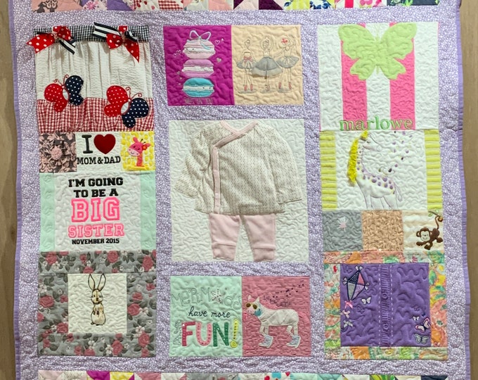 Sentimental Memory Quilt Set: Baby Clothing & Matching Doll Quilt Memory Quilt from baby or children’s clothes  Baby Doll quilt to match!!!