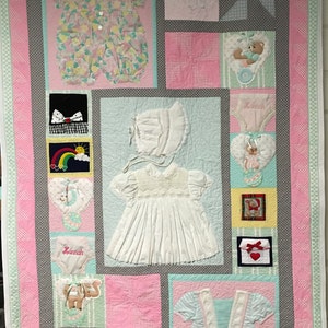 Custom Baby Clothing Memory Quilt - Sentimental Keepsake Memory Quilt from baby or children’s clothes!  Each Block Quilted!