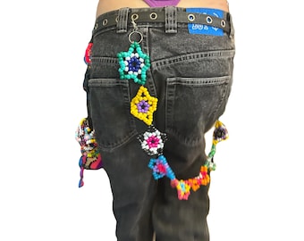 CUSTOM rave kandi star belt/pant chain