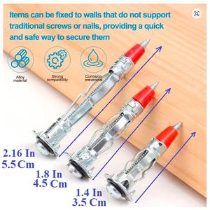 30pcs Heavy Duty drywall Anchor Kit , Fasteners,1.4/1.8/2.16 in