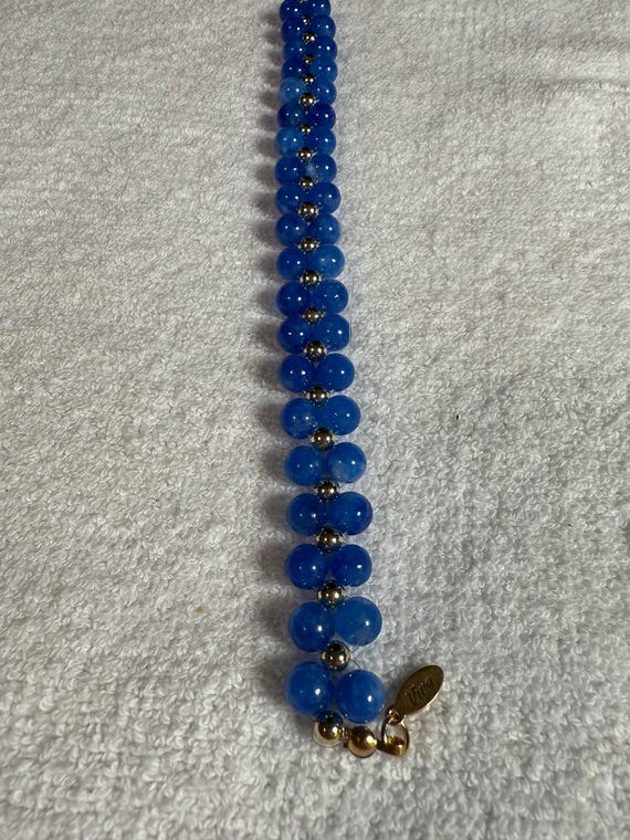 Blueberry Beaded Bracelet with Gold Accents
